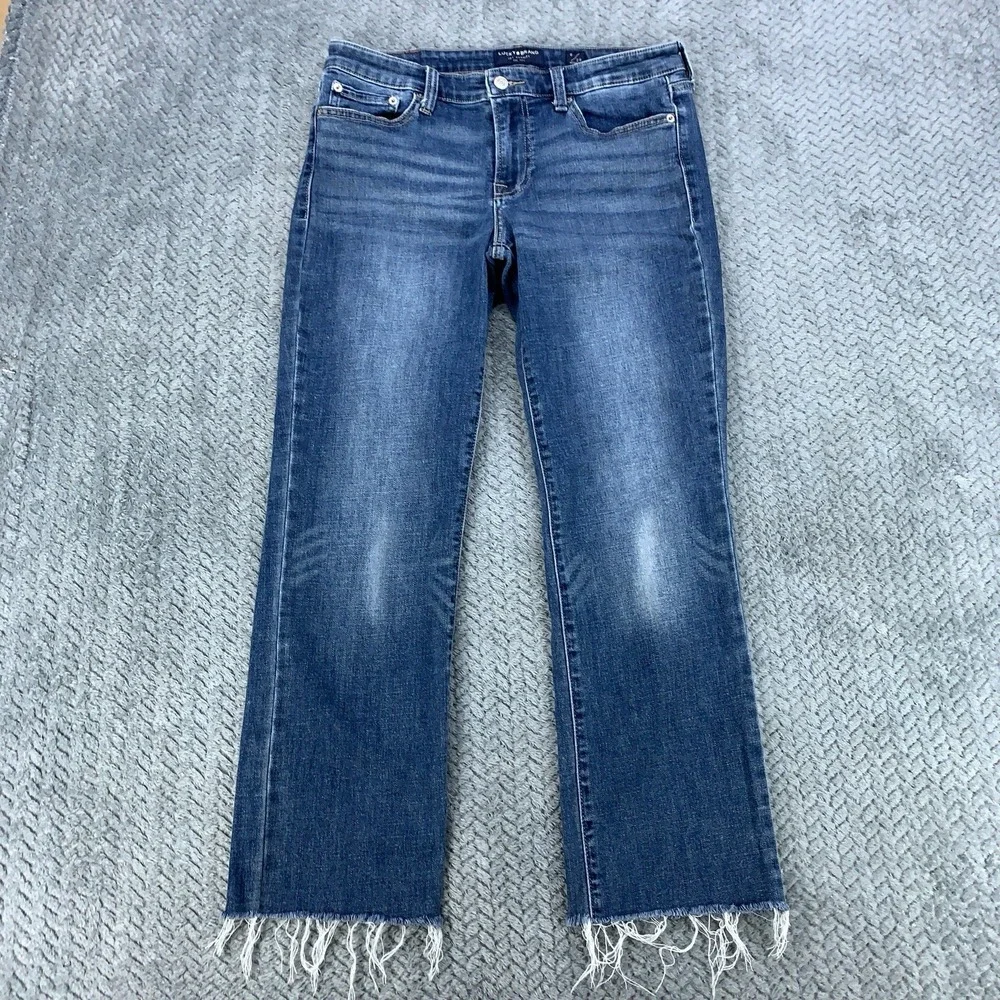 Lucky Brand Sweet Straight Jeans Womens 8/29 Blue Denim Mid Rise Crop Raw Hem